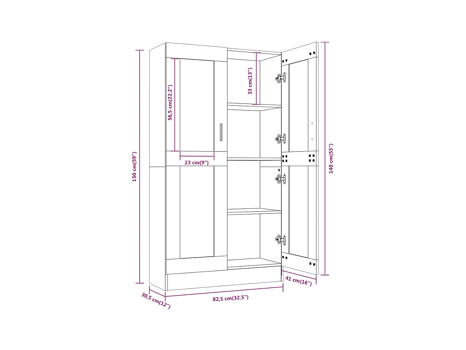 Armoire à vitrine Chêne fumé 82,5x30,5x150 cm Bois d'ingénierie