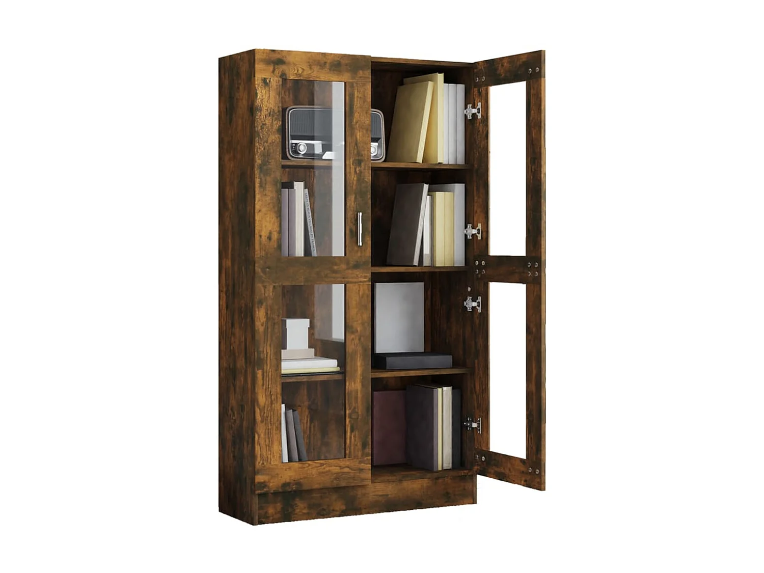 Armoire à vitrine Chêne fumé 82,5x30,5x150 cm Bois d'ingénierie
