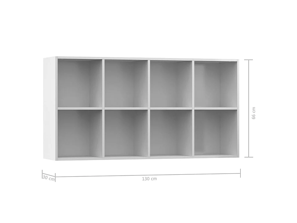 Bibliothèque/Buffet Blanc brillant 66 x 30 x 130 cm Aggloméré