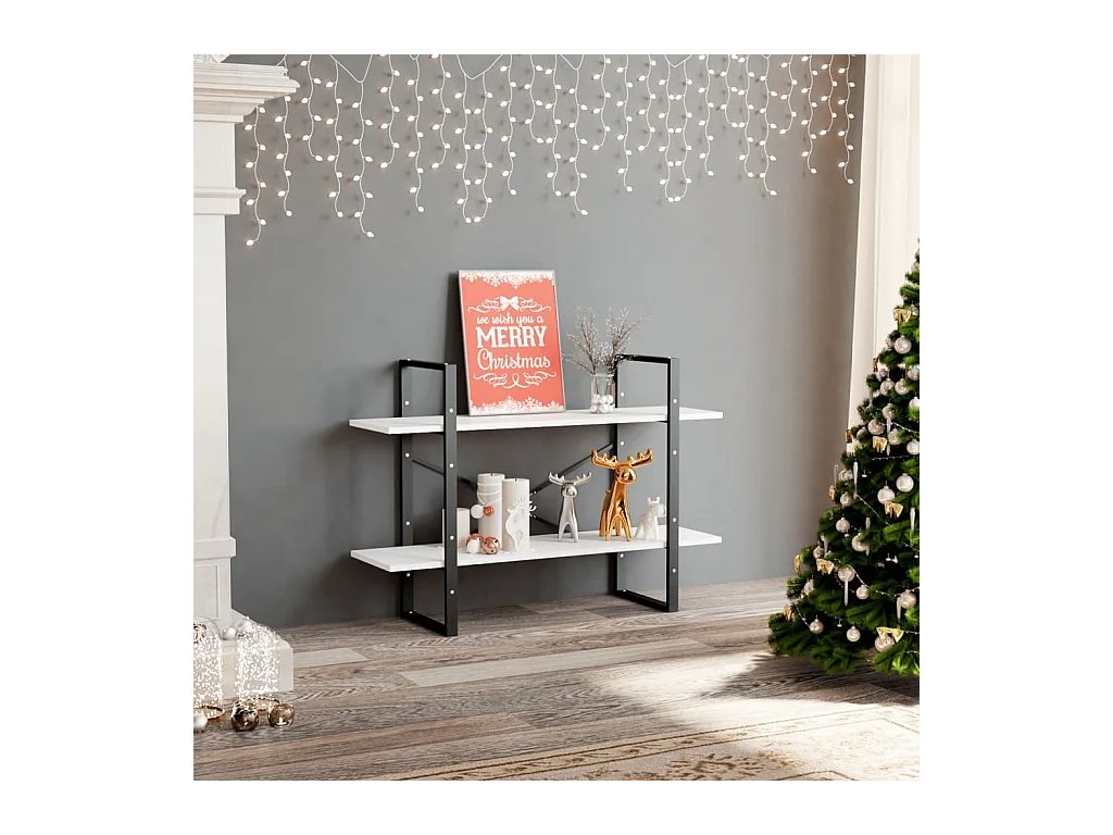 Bibliothèque à 2 niveaux Blanc 100x30x70 cm Aggloméré