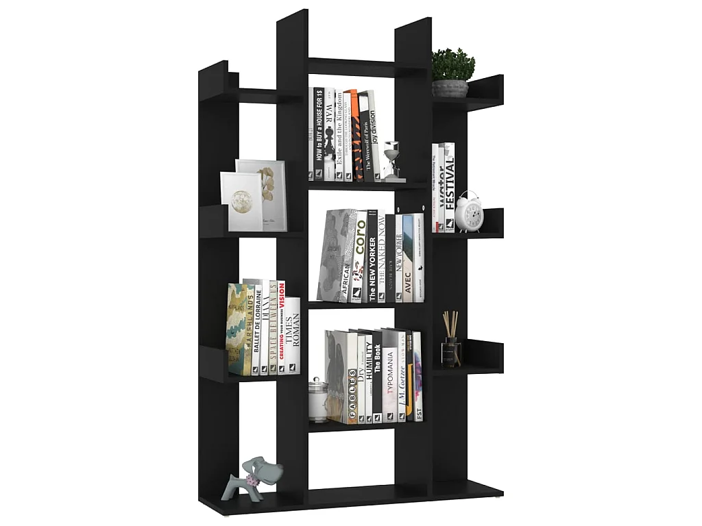 Bibliothèque Noir 86x25,5x140 cm Aggloméré