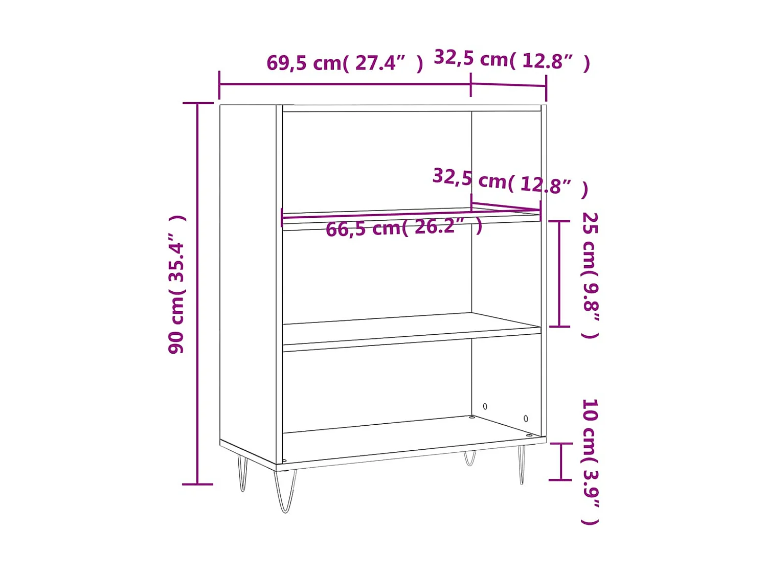 Estante de carvalho marrom 69,5x32,5x90 cm madeira trabalhada