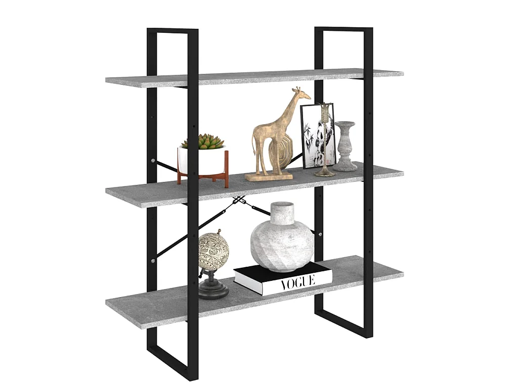 Bibliothèque Gris béton 100x30x105 cm Aggloméré