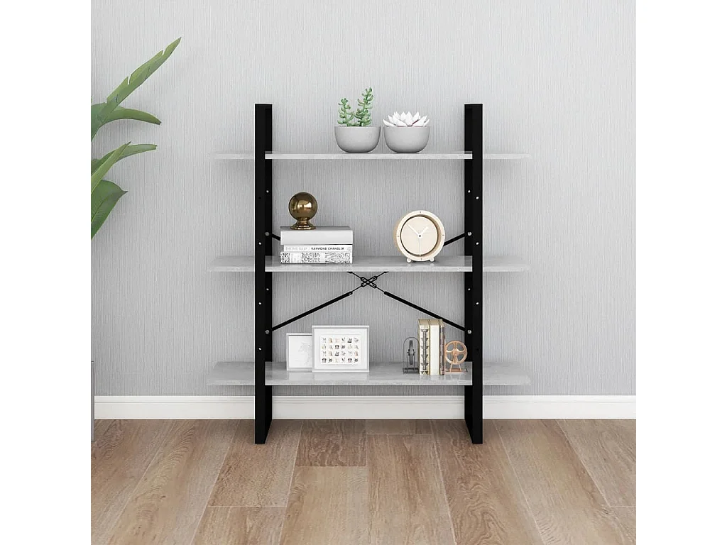 Bibliothèque Gris béton 100x30x105 cm Aggloméré