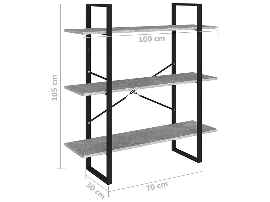 Bibliothèque Gris béton 100x30x105 cm Aggloméré