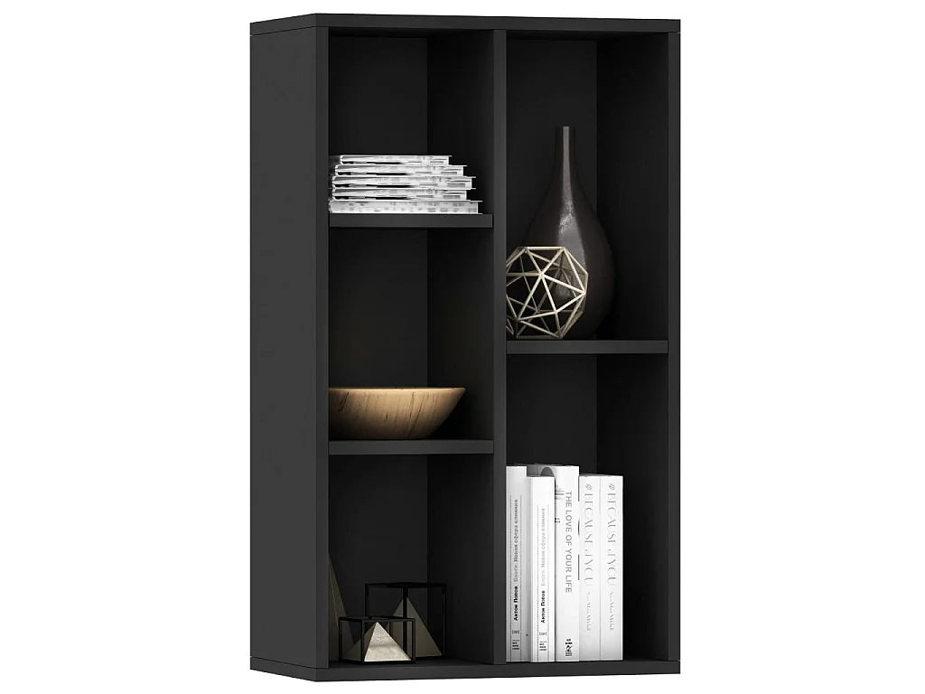 Bibliothèque/Buffet Noir 50x25x80 cm Aggloméré