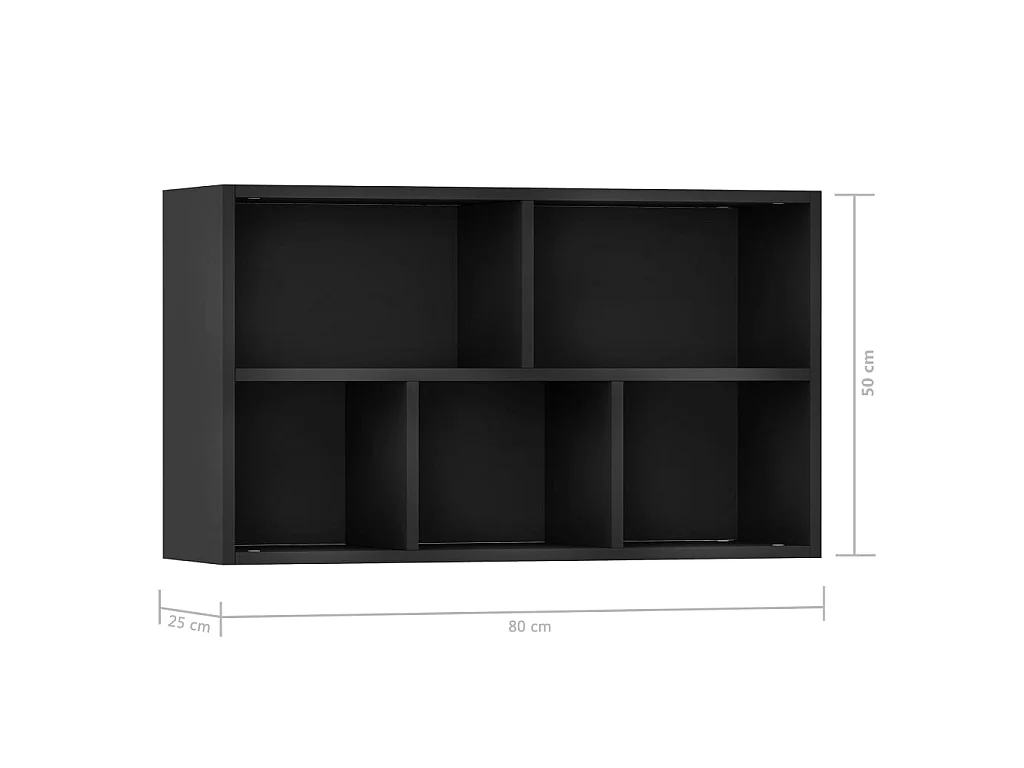 Bibliothèque/Buffet Noir 50x25x80 cm Aggloméré