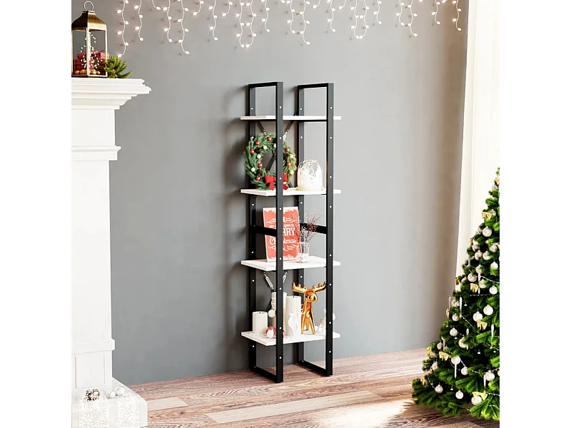 Bibliothèque à 4 niveaux Blanc 40x30x140 cm Bois de pin massif