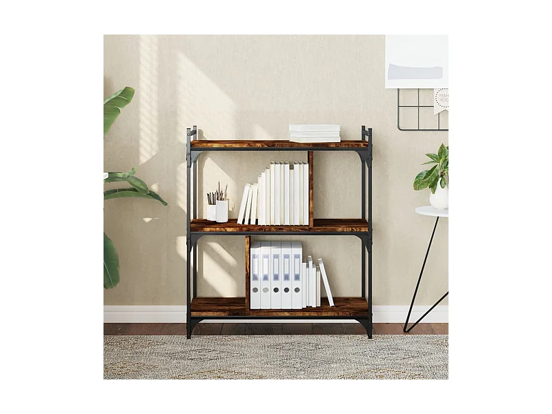 Libreria 3 livelli rovere affumicato 76x32x88 cm in multistrato