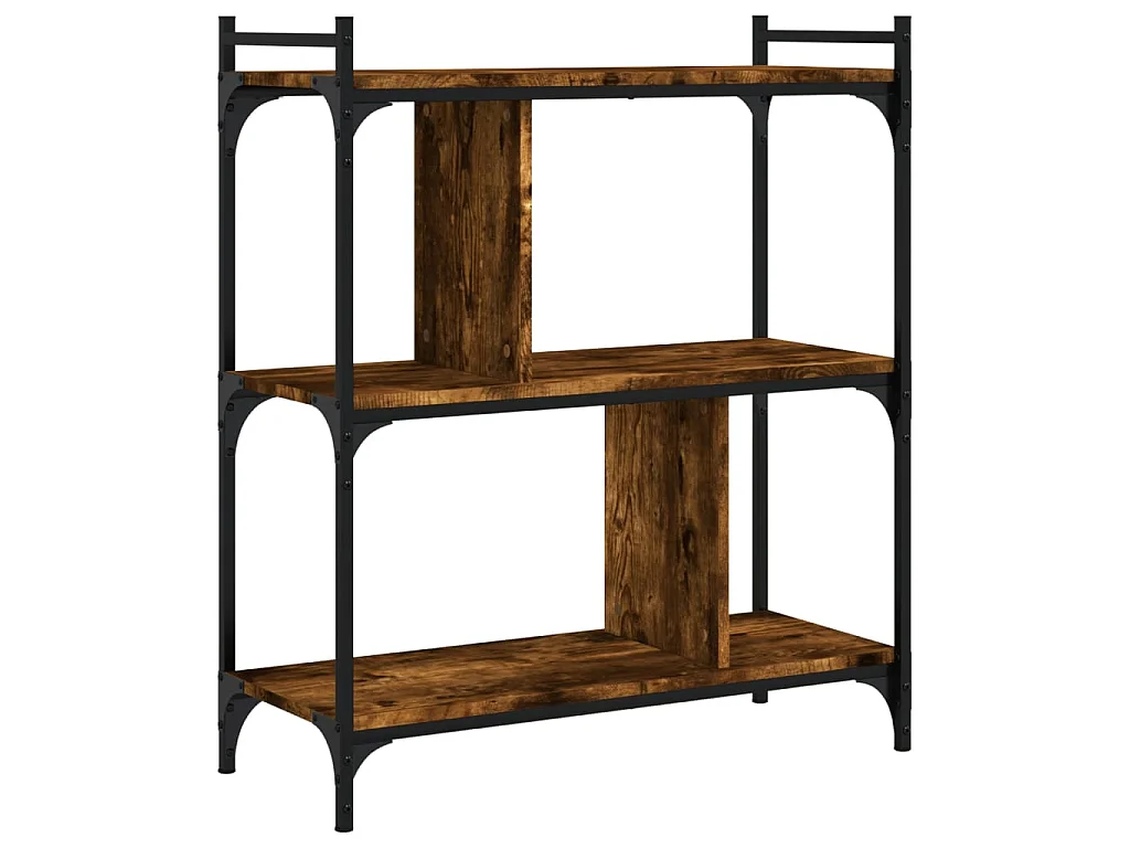 Bibliothèque 3 niveaux chêne fumé 76x32x88 cm bois d'ingénierie