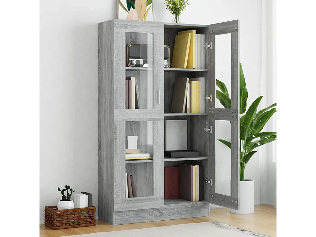 Vitrina Sonoma gris 82,5x30,5x150cm Madera contrachapada