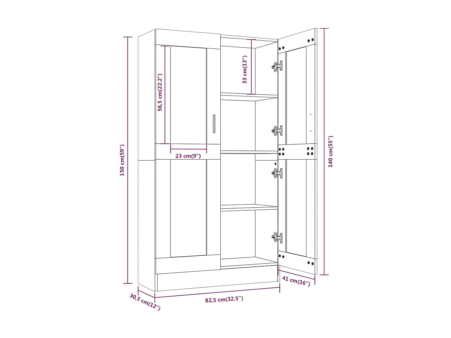 Armoire à vitrine Sonoma gris 82,5x30,5x150cm Bois d'ingénierie