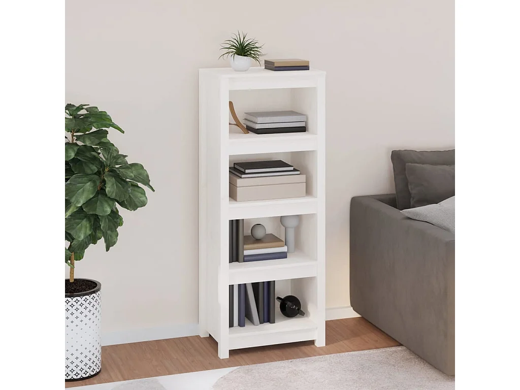 Bücherregal Weiß 50x35x125,5 cm Massives Kiefernholz