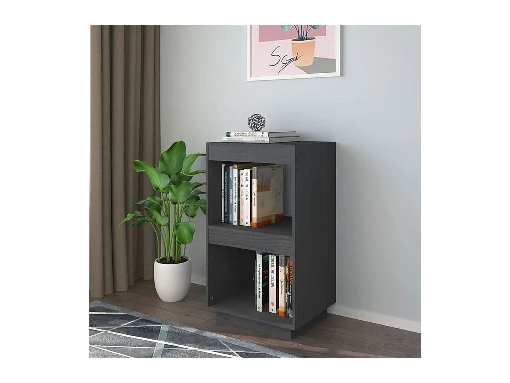 Libreria Grigia 40x35x71 cm Legno di pino massiccio