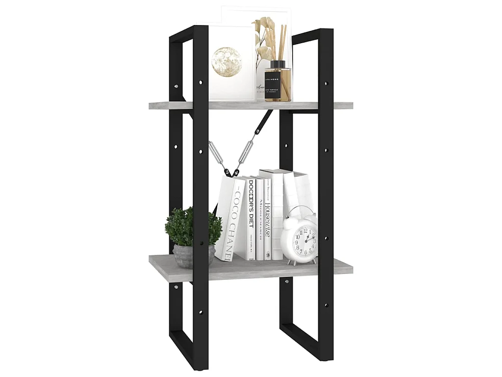 Libreria a 2 livelli Grigio cemento 40x30x70 cm Truciolare