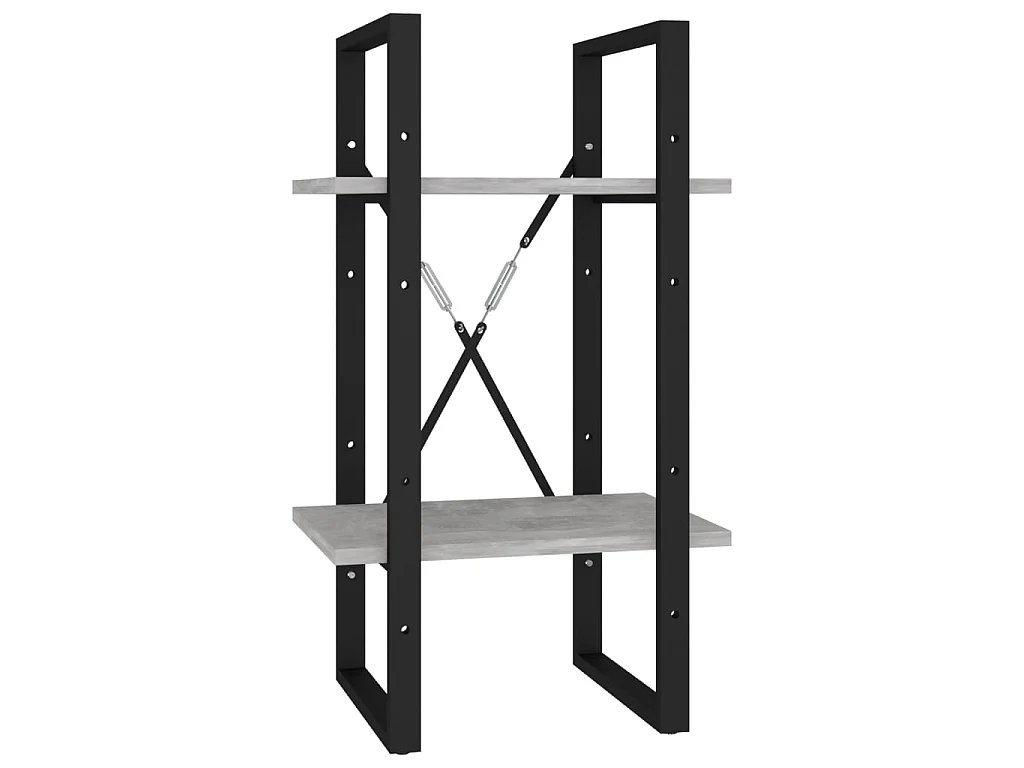 Bibliothèque à 2 niveaux Gris béton 40x30x70 cm Aggloméré