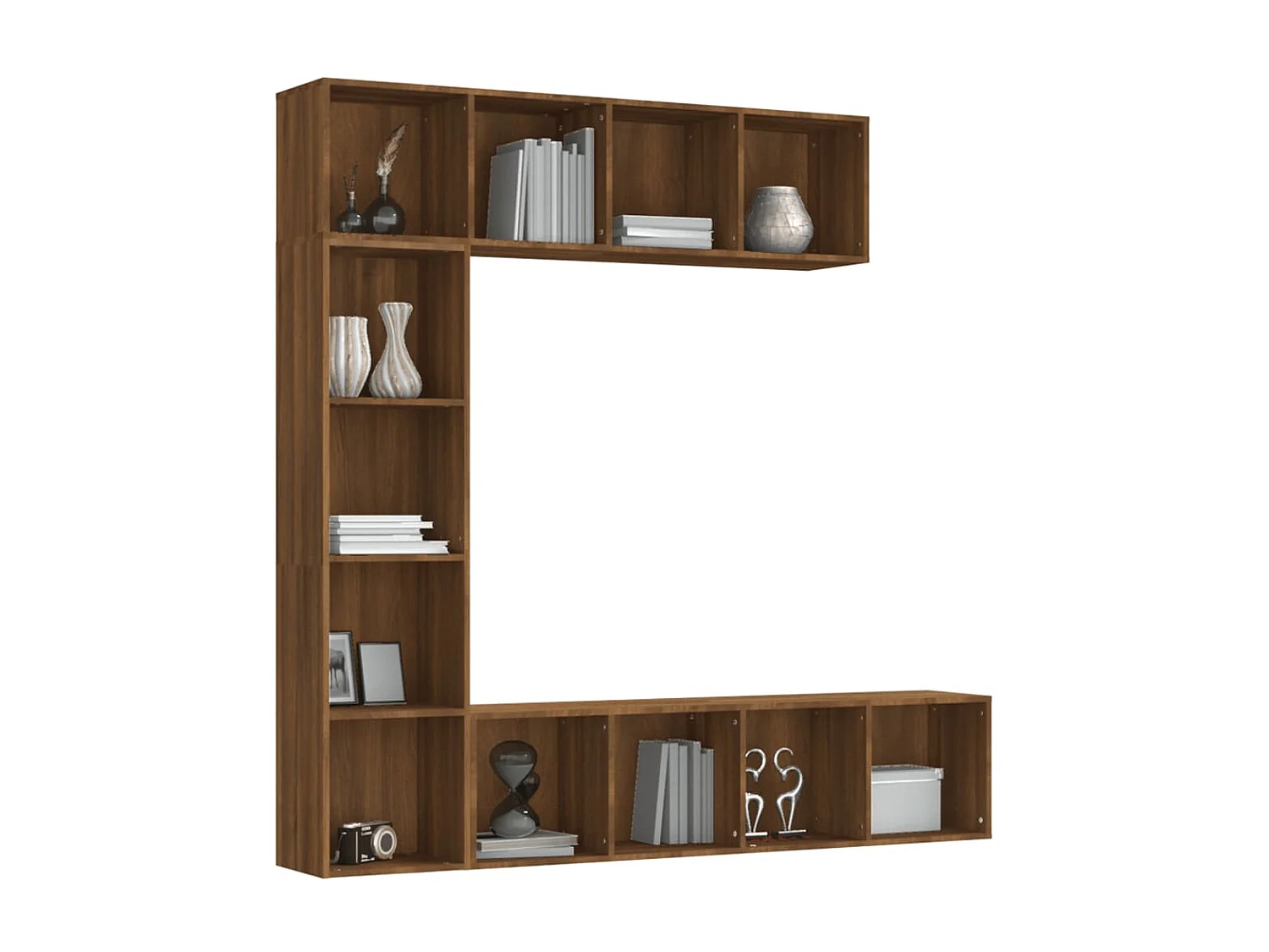 Set libreria/mobile TV 3 pz. Rovere marrone 180x30x180 cm