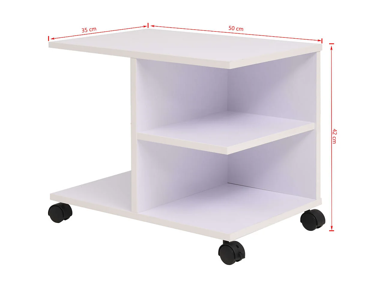 étagère à roulettes 50x35x42 cm Blanc