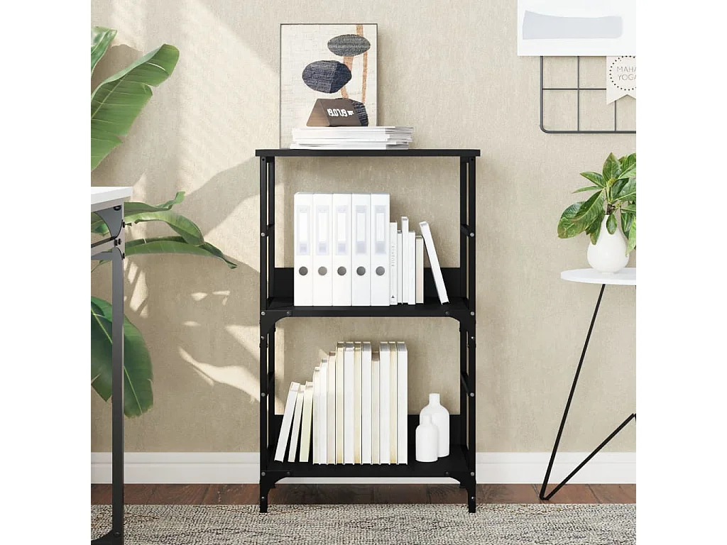 Bibliothèque noir 50x33x82 cm bois d'ingénierie