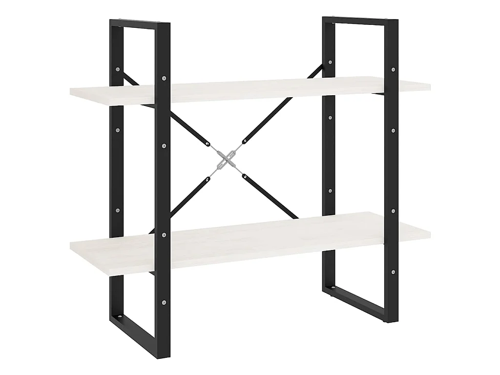 Bibliothèque à 2 niveaux Blanc 80x30x70 cm Bois de pin massif