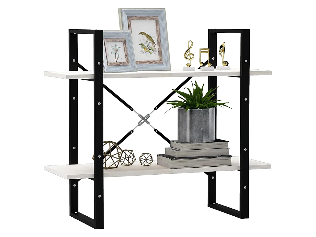 Bibliothèque à 2 niveaux Blanc 80x30x70 cm Bois de pin massif