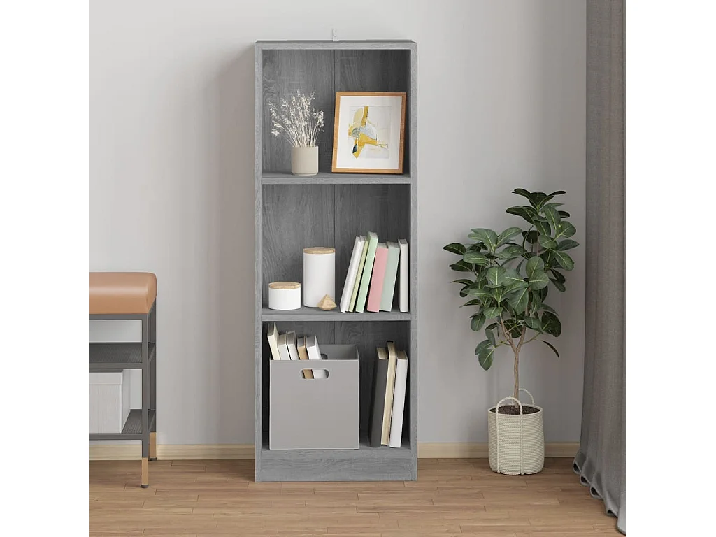 Libreria 3 livelli Sonoma grigio 40x24x109 cm