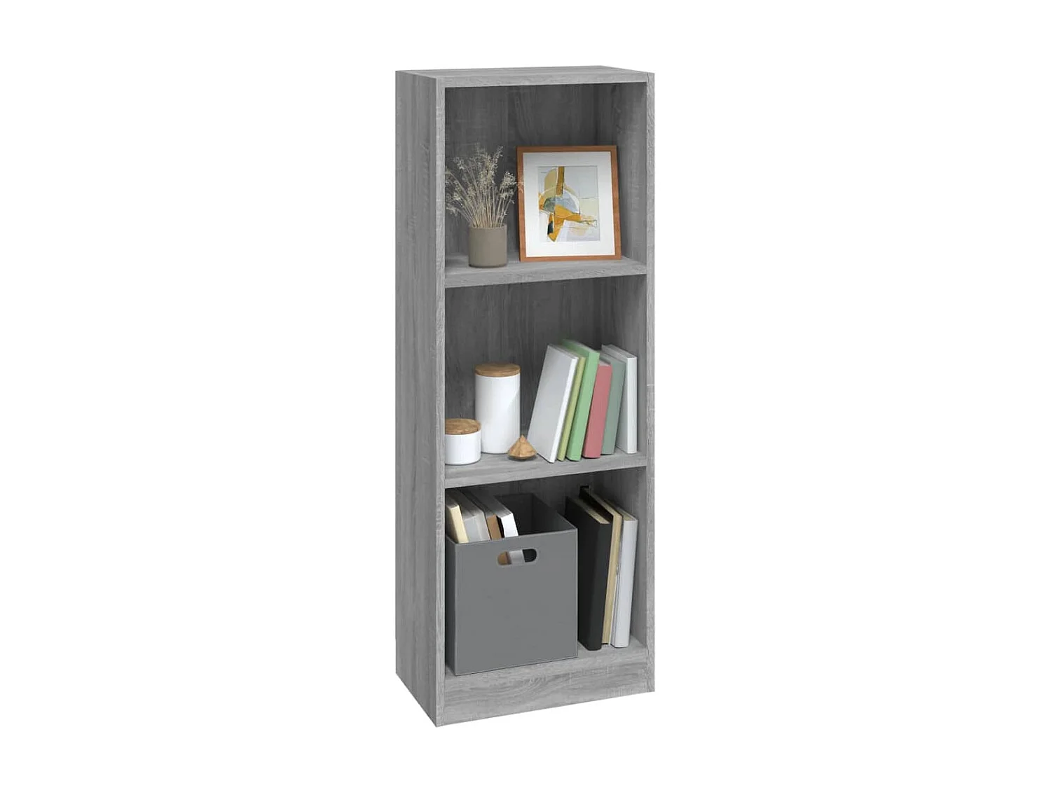 Libreria 3 livelli Sonoma grigio 40x24x109 cm