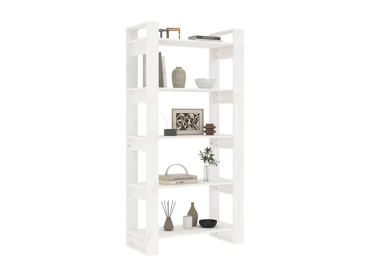 Librería/Separador de ambientes Blanco 80x35x160 cm Madera maciza