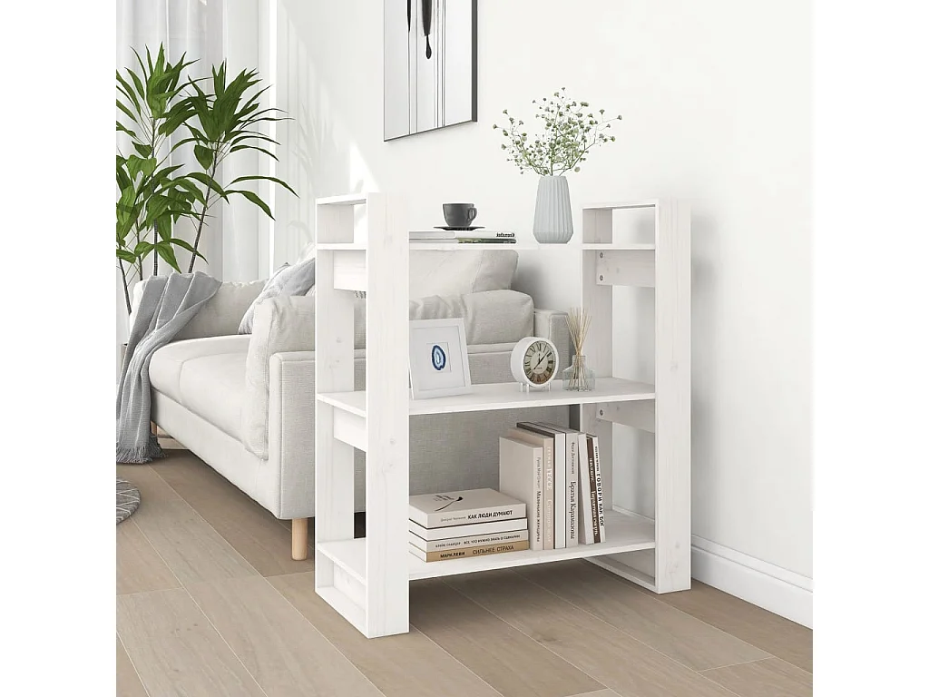 Libreria/Divisorio Bianco 80x35x91 cm Pino massiccio