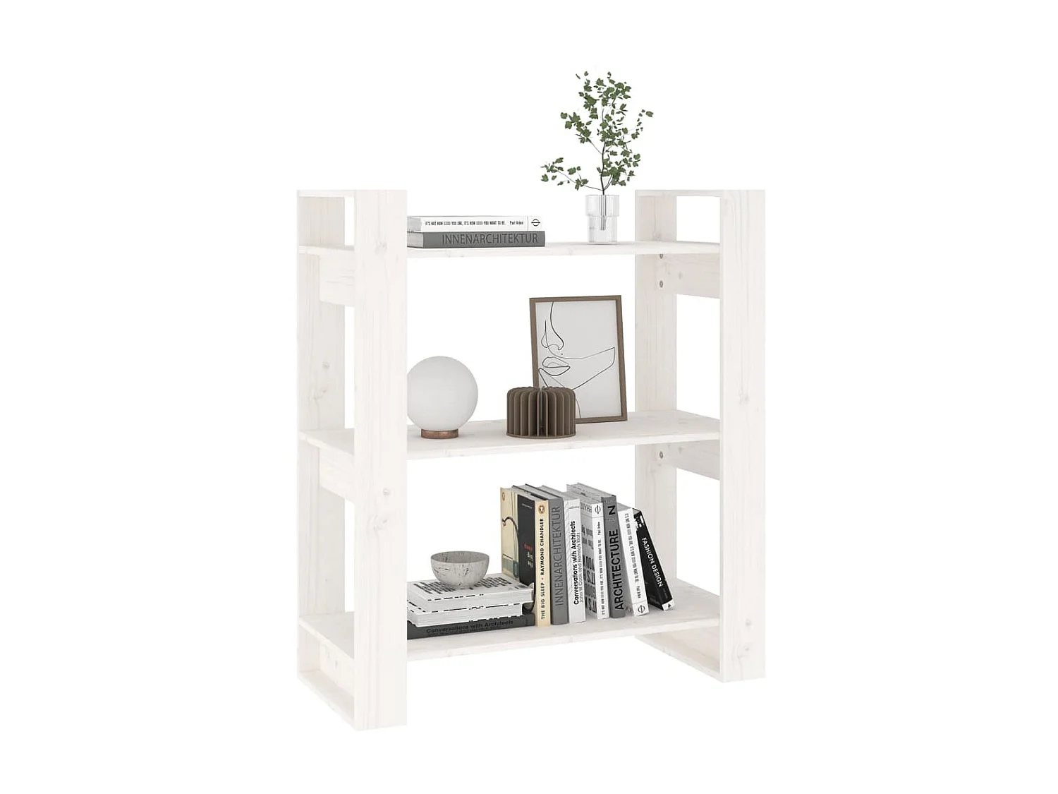 Libreria/Divisorio Bianco 80x35x91 cm Pino massiccio