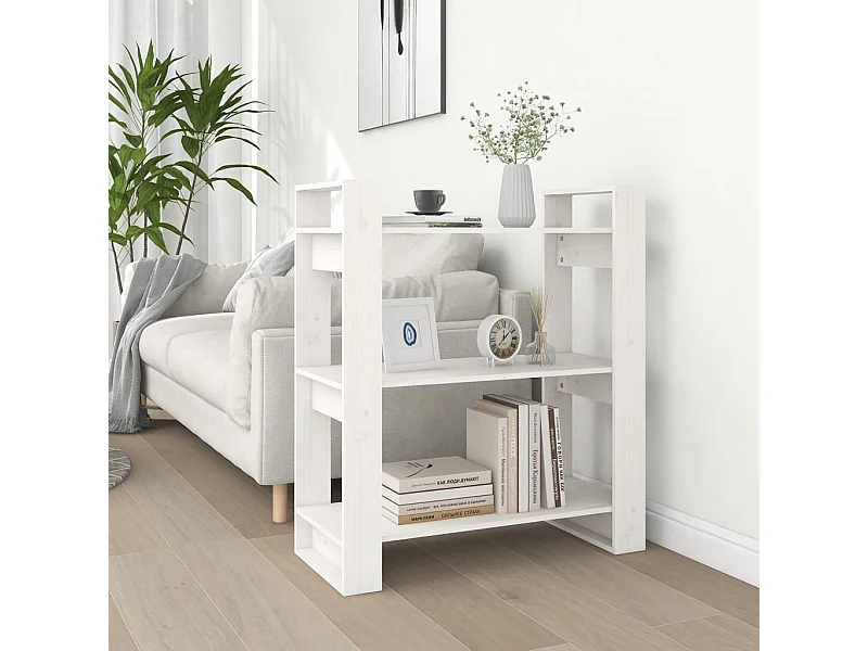Libreria/Divisorio Bianco 80x35x91 cm Pino massiccio
