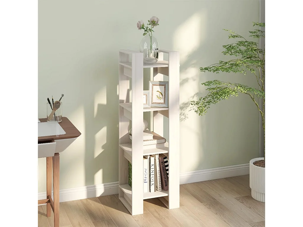 Bibliothèque/Séparateur de pièce Blanc 41x35x125 cm Pin solide