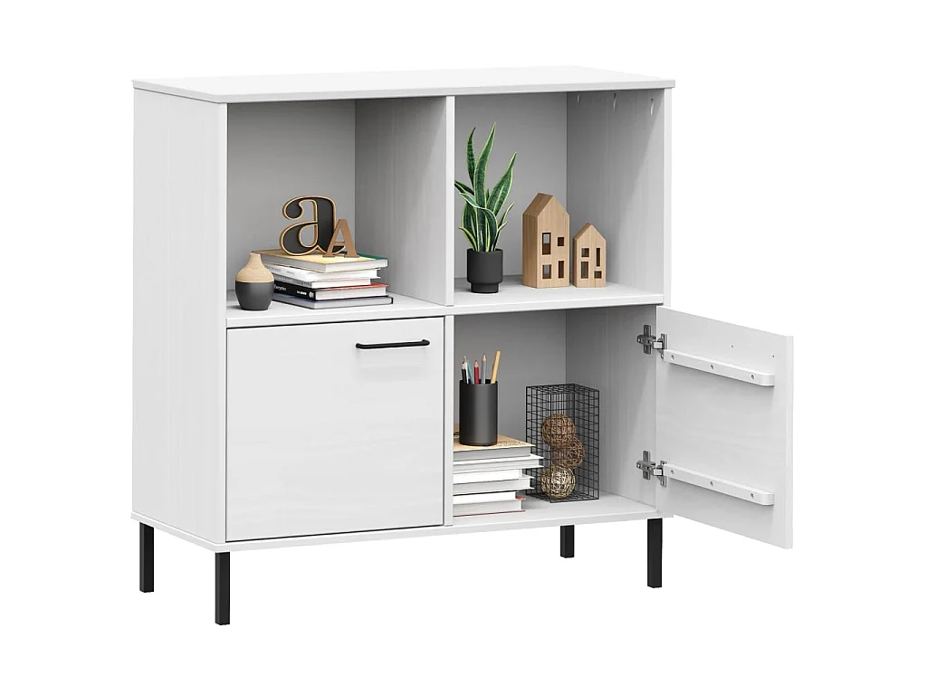 Bibliothèque avec pieds en métal Blanc 90x35x90,5 cm Bois OSLO