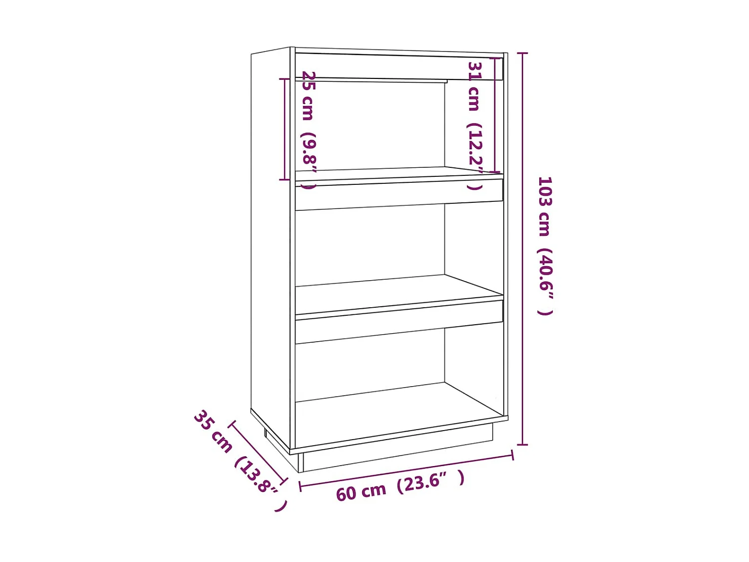 Bibliothèque/Séparateur de pièce 60x35x103 cm pin massif