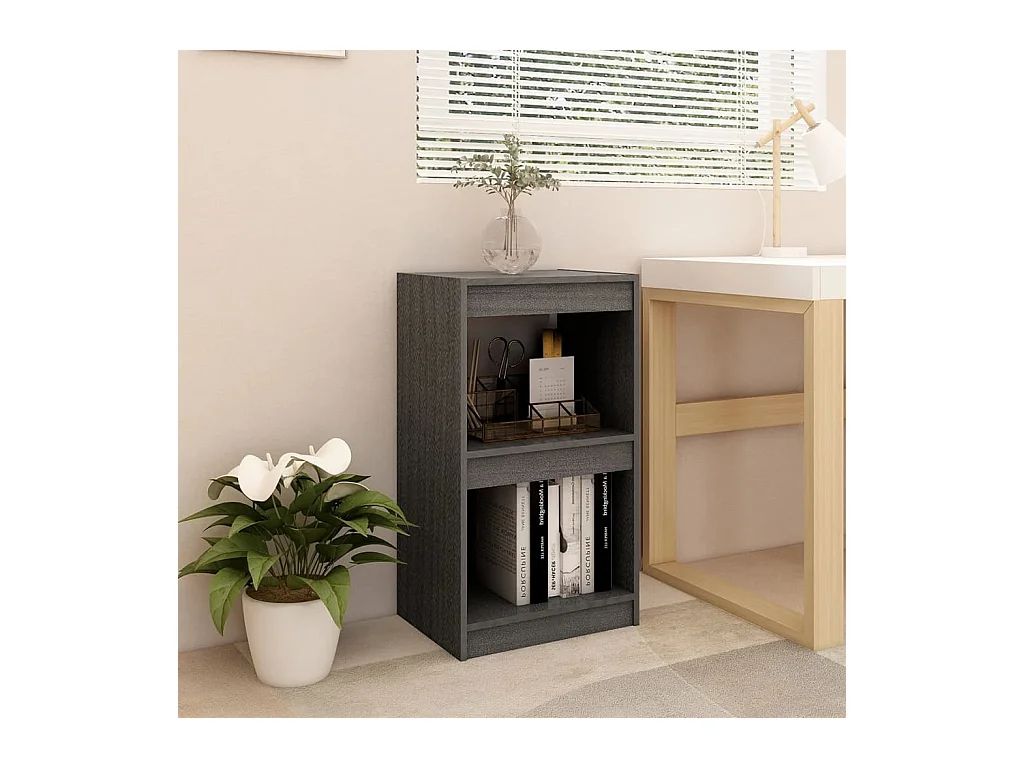 Bücherregal Grau 40x30x71,5 cm Massives Kiefernholz