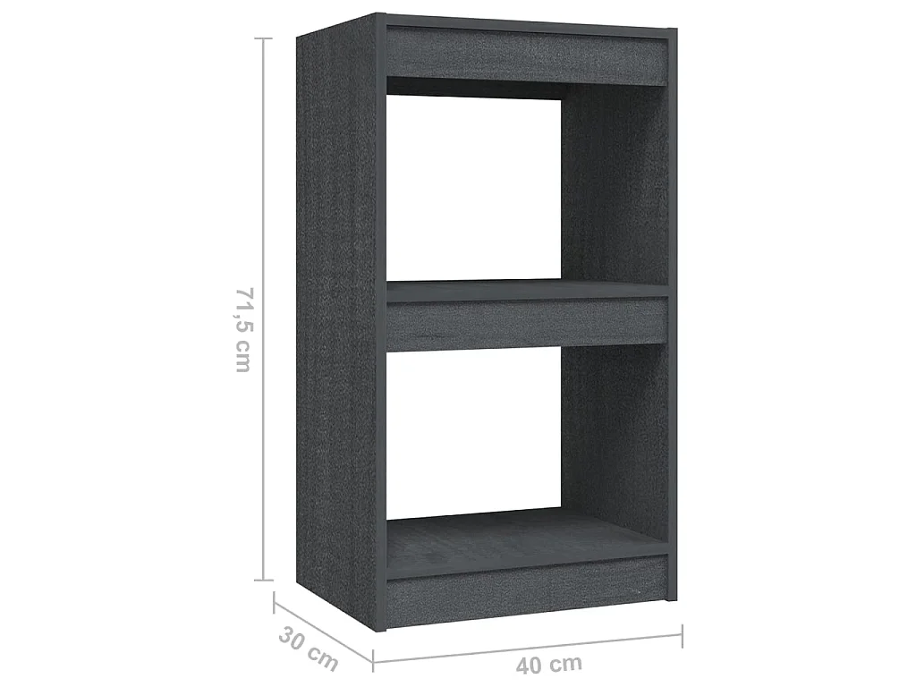 Bibliothèque Gris 40x30x71,5 cm Bois de pin massif