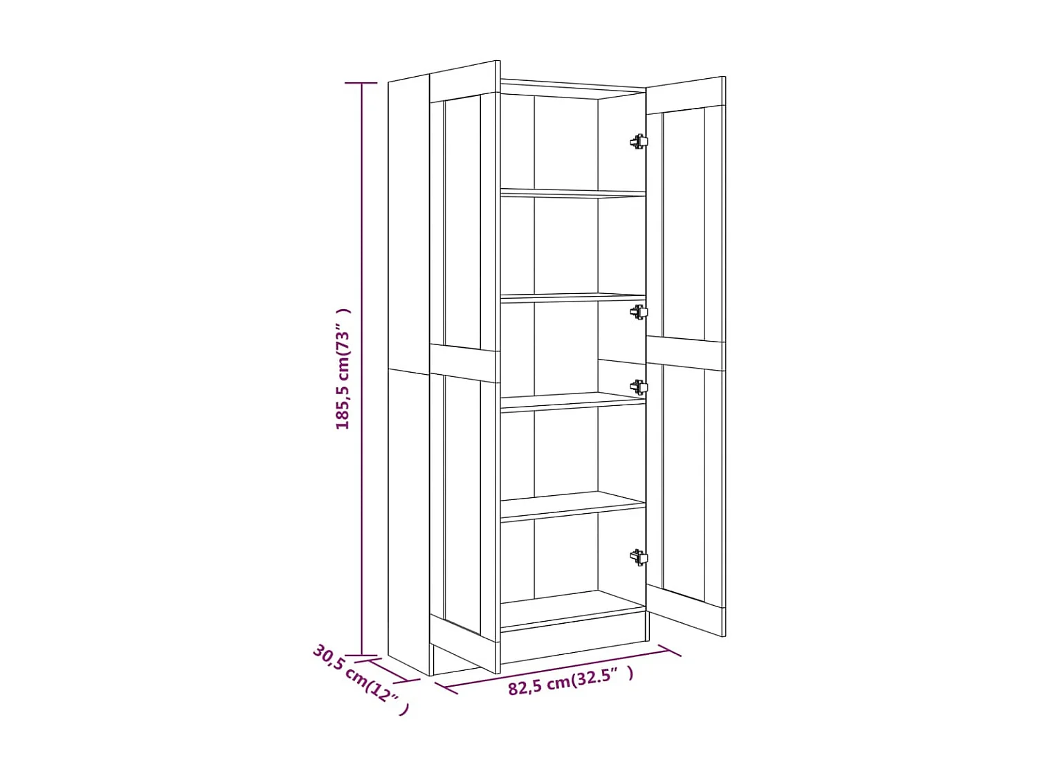 Librería Roble ahumado 82,5x30,5x185,5cm Madera contrachapada