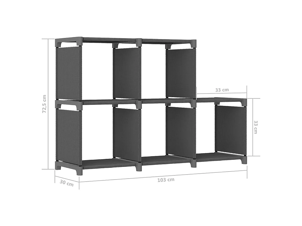 étagère d'affichage 5 cubes Gris 103x30x72,5 cm Tissu