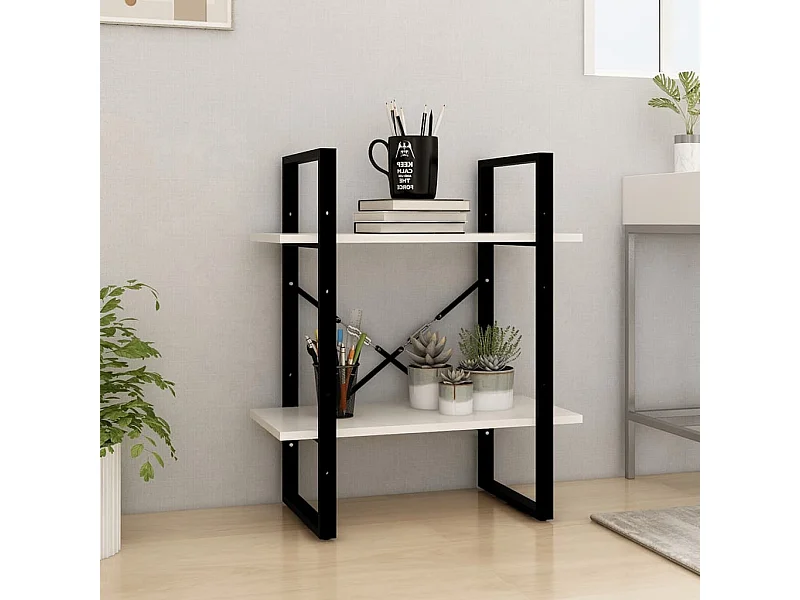 Boekenkast met 2 niveaus Wit 60x30x70 cm Massief grenenhout