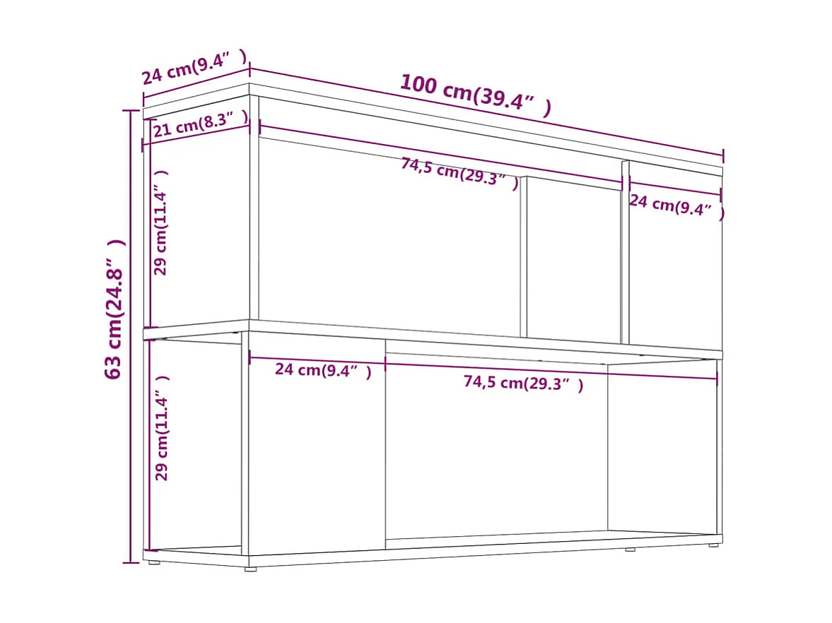 Libreria Rovere affumicato 100x24x63 cm MDF