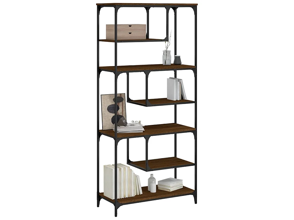 Estante de carvalho marrom 81x36x176 cm madeira projetada