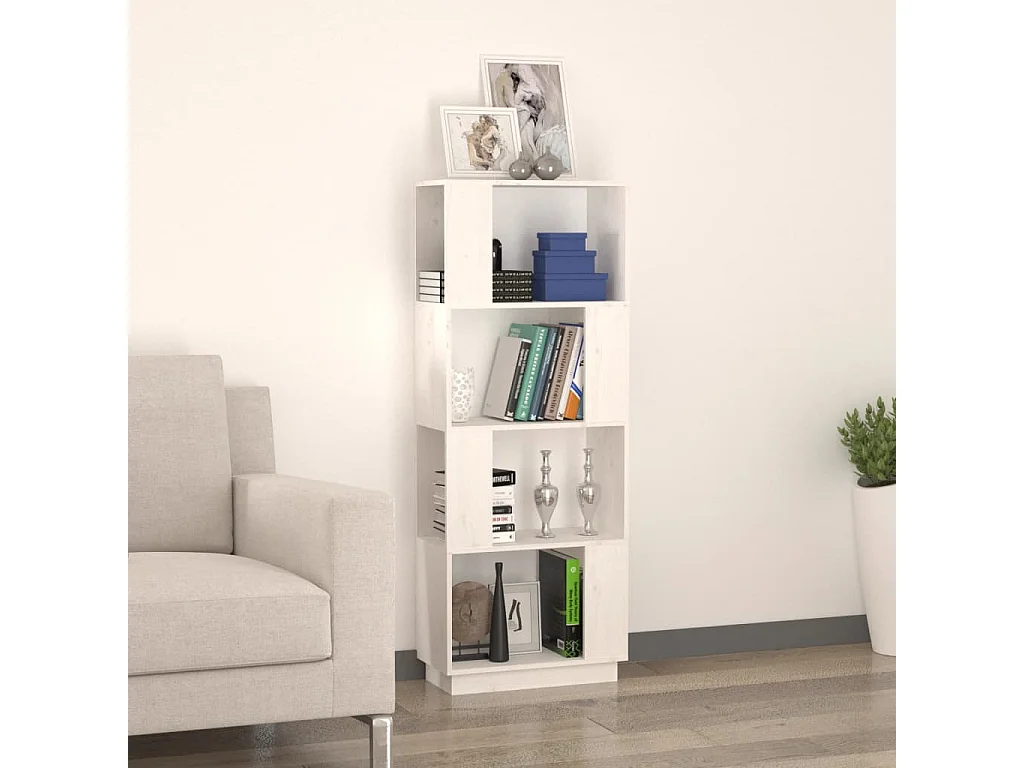 Bücherregal/Raumteiler Weiß 51x25x132 cm Massive Kiefer