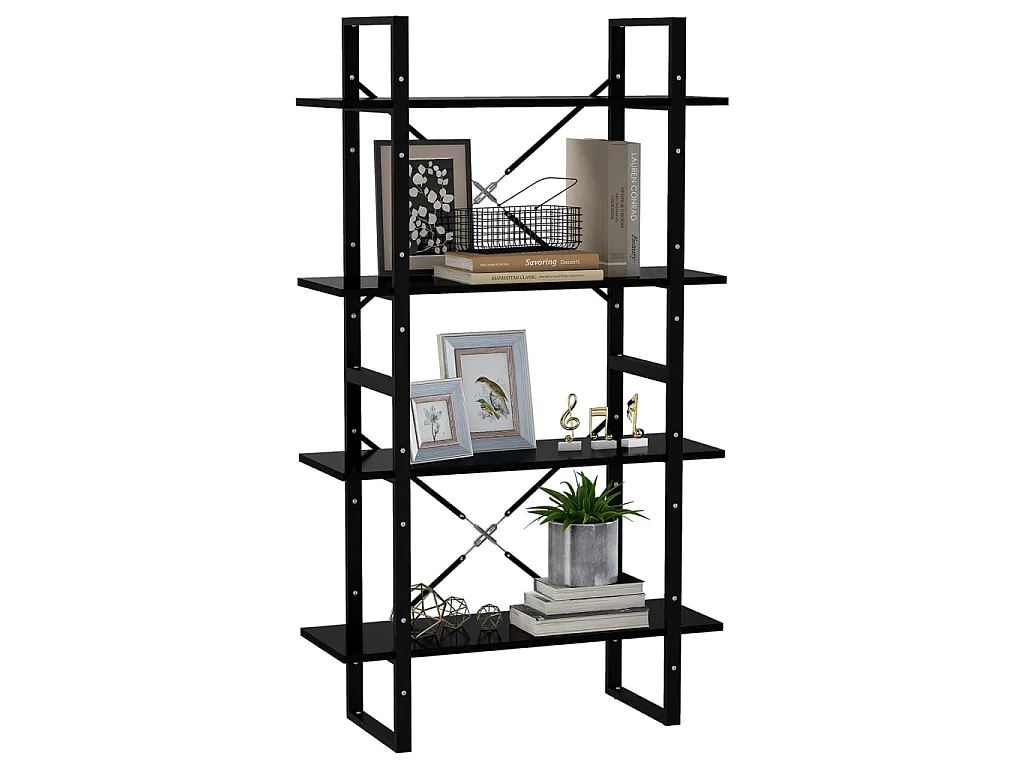 Bibliothèque à 4 niveaux Noir 80x30x140 cm Aggloméré