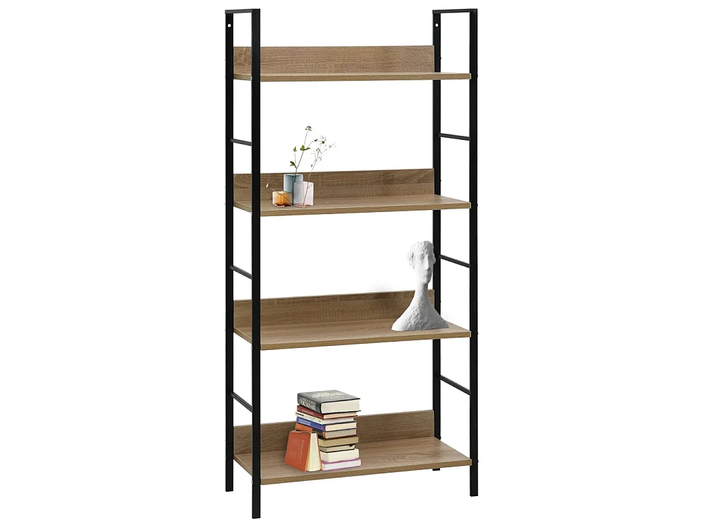 Bibliothèque à 4 niveaux chêne 60x27,6x124,5 cm bois ingénierie