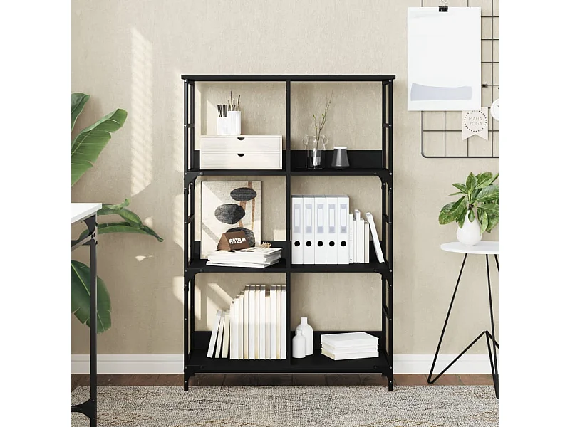 Bibliothèque noir 78,5x33x117,5 cm bois d'ingénierie