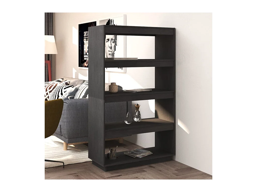 Bibliothèque/Séparateur de pièce Gris 80x35x135 cm Pin massif