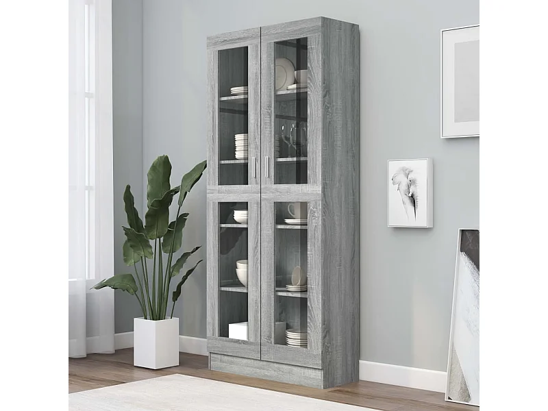 Vetrina Sonoma grigia 82,5x30,5x185,5 cm MDF