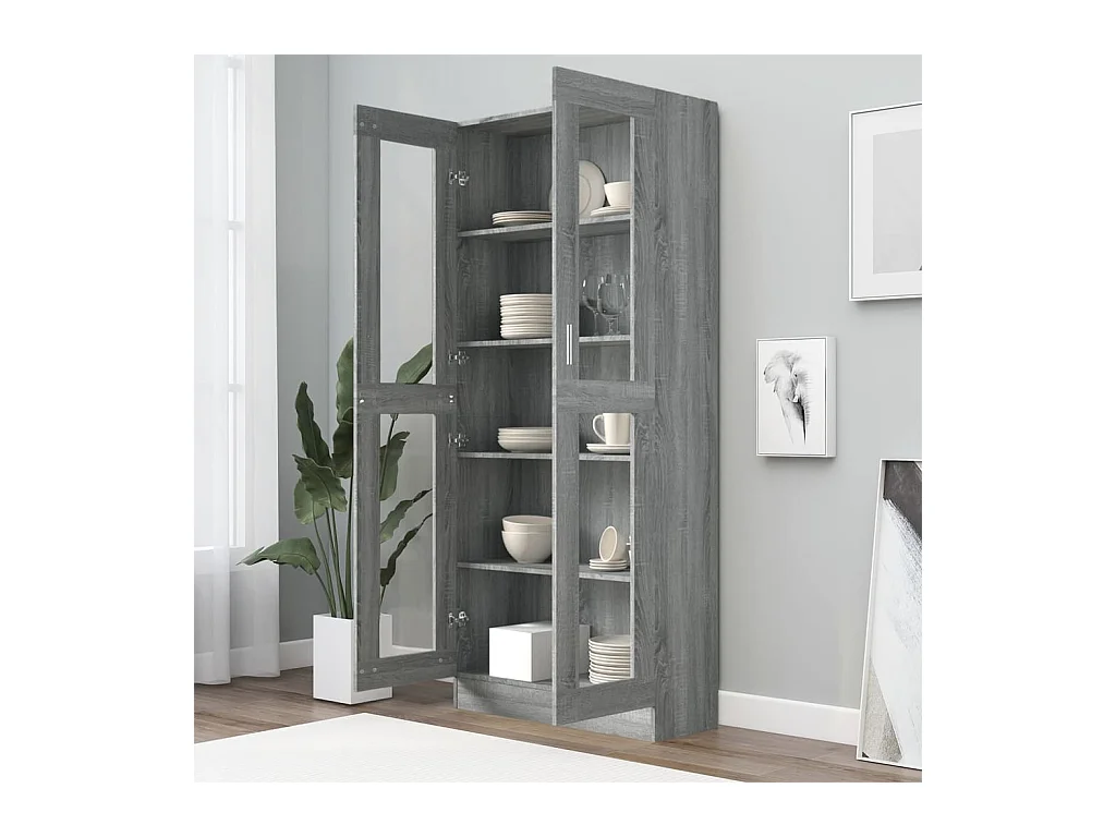 Armoire à vitrine Sonoma gris 82,5x30,5x185,5cm Bois ingénierie