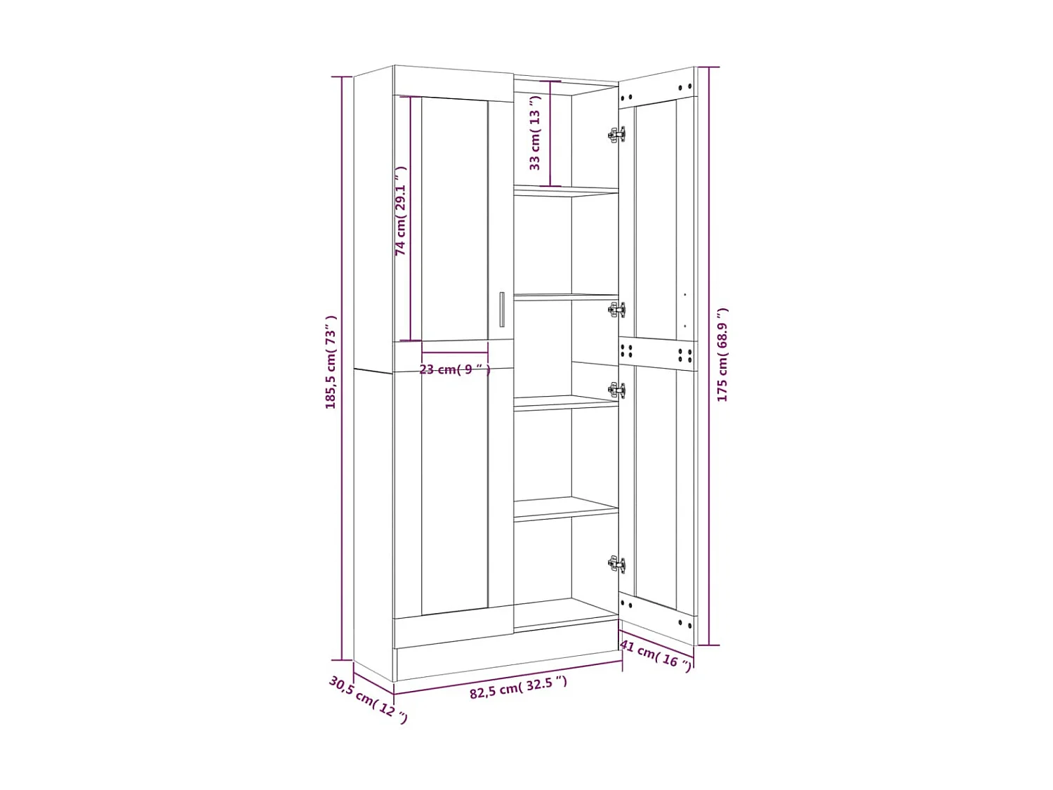 Armoire à vitrine Sonoma gris 82,5x30,5x185,5cm Bois ingénierie