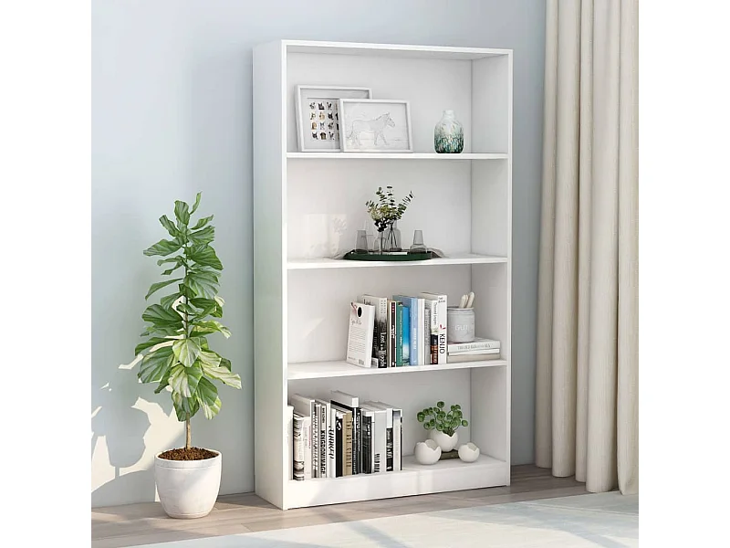 Libreria a 4 ripiani Bianco 80x24x142 cm Truciolare